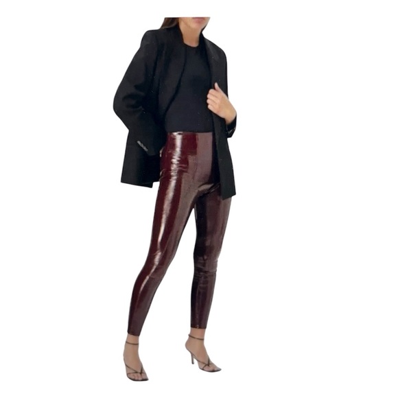 Spanx Faux Patent Leather Legging Pant Ruby Red Burgundy Size: Small - Picture 1 of 12